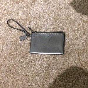 Coach silver clutch bag